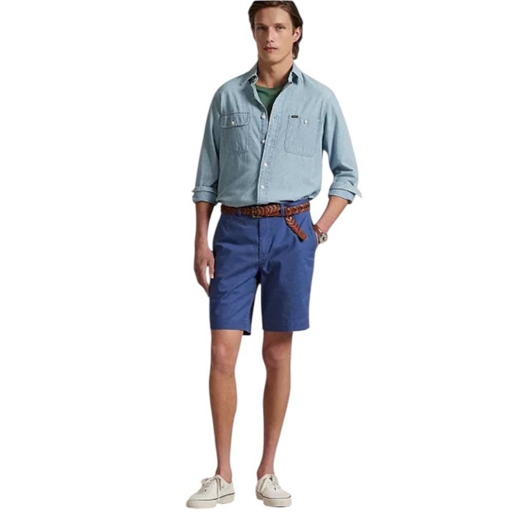 Polo Ralph Lauren Men’s 9-Inch Stretch Classic Fit Chino Short Blue/Purple Sz 34